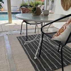 White Vintage Metal Patio Table 