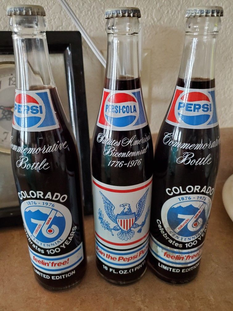 Bicentennial Commemorative Pepsi Bottles X3