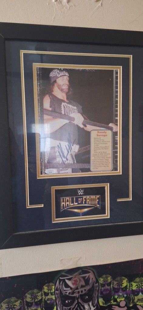 Randy Savage Macho Man WWE Hall Of Fame Frame JSA certified