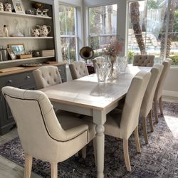 Neptune Dining Table And 8  Chairs. Solid Oak Tabletop