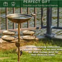 43" H Metal Bird Bath and Feeder for Outside With 4 Tray - Outdoor Garden Yard Patio Decor