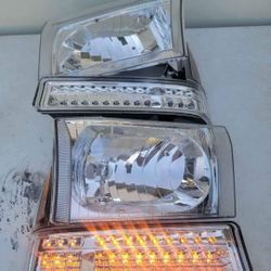 99-04 Ford F250 F350 F450 F550 00-04 Excursion LED Headlights Luces Micas Calaveras Faros Faroles Headlamps 