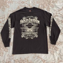 Harley-Davidson Jamestown California Black Long Sleeve Tee Shirt Size Medium