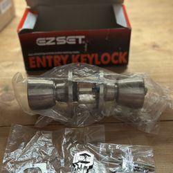 EZSET ENTRY KEYLOCK DOOR KNOB MODEL BP-100T-GN-US32D STAINLESS STEEL W/ KEY