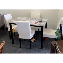 5 Pc Faux Marble Top Dining Table Set // Limited time offer 