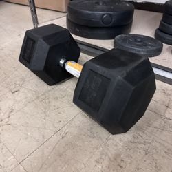 55lb Coated Hex Dumbbell, Single, New