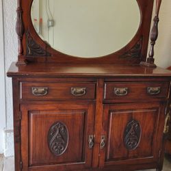 Antique Victorian Sideboard/buffet Cabinet 