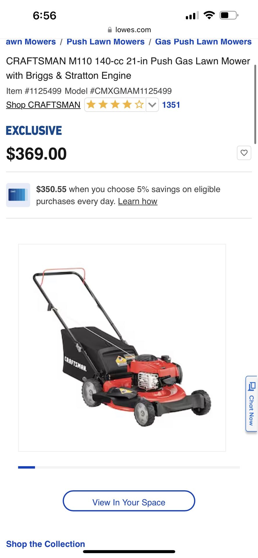 CRAFTSMAN M110 140-cc 21-in Push Gas Lawn Mower with Briggs & Stratton Engine