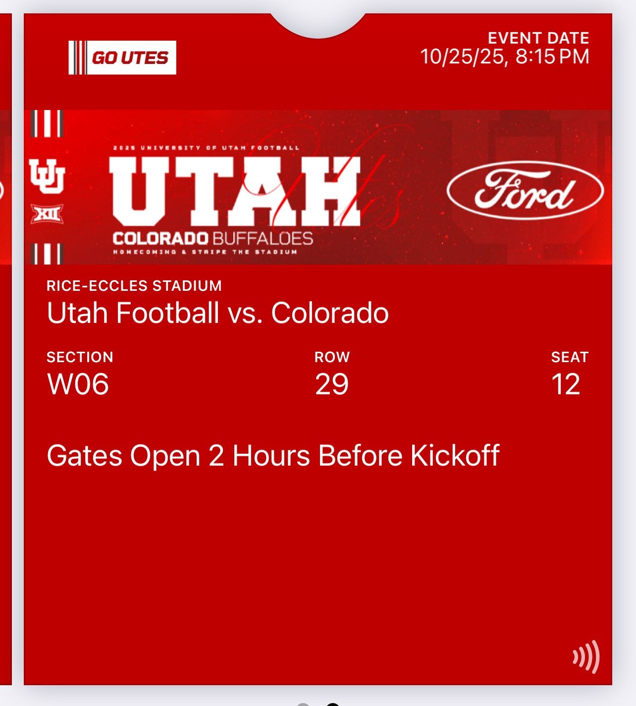 2 Tickets – Utah Utes vs. Colorado Buffaloes (Homecoming Game!)
