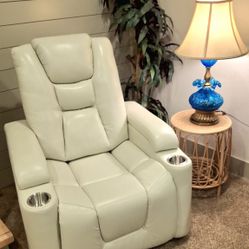 Red Barrel Studio Keyaun 35'' Wide Modern and Soft Vegan Leather Power Recliner with Cup Holder and USB Port. 