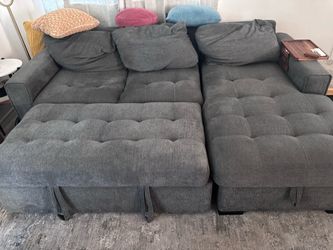 Costco - Three Seat- Grey sofa bed with chaise and storage