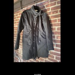 H&M LOGG label of graded goods Women”s winter rain coat Sz S zipper buttons 