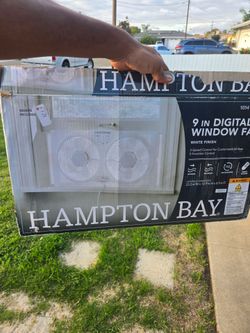 Hampton Bay 9 in. 3-Speed Digital Window Fan with Remote Control in White