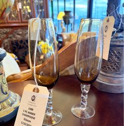 5 Pieces Amber Champagne Glasses - 50% OFF OFFER