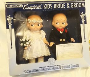 2001 Campbell's kids bride and groom 12" each doll