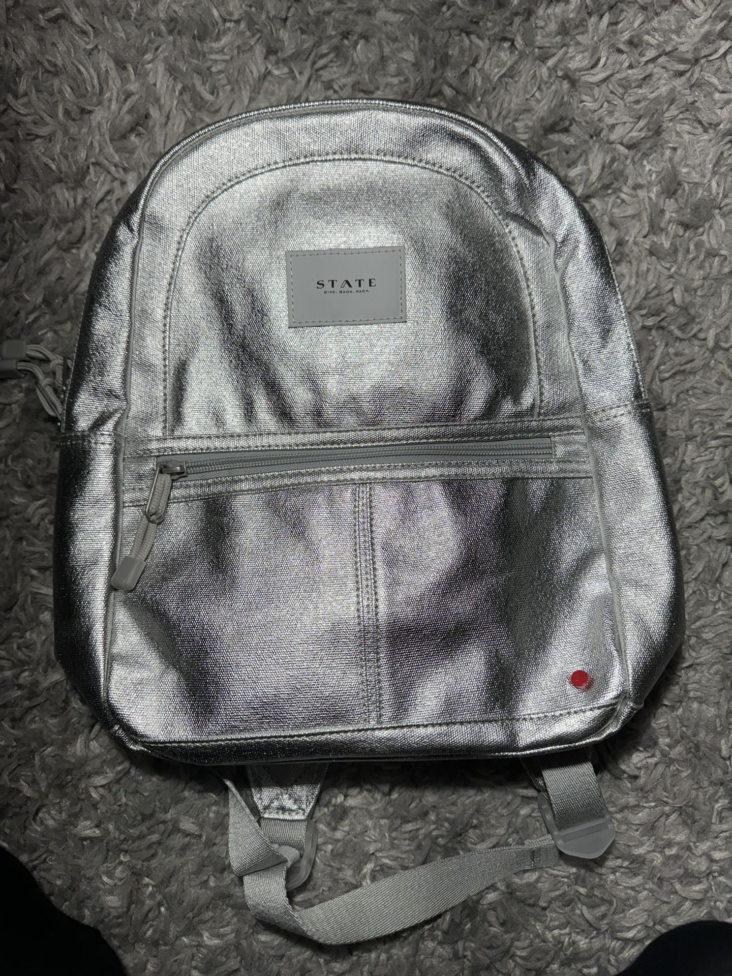 State Backpack Silver Metallic New