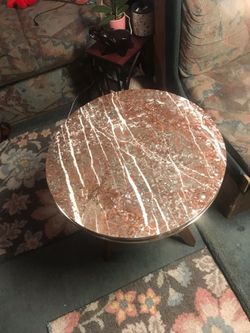 Wooden Side Table With Marble Top