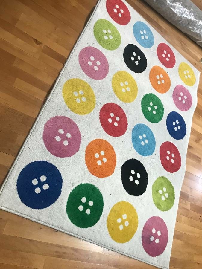 Ikea TASTRUP Multicolor Button Rug. 6 ' 5 " x 4 ' 4 "