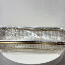 2-Packing Kitchen Drawer Organizer, Gold & Silver Mesh Silverware Tray