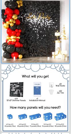 LiteGrid Series Shimmer Wall Backdrop - 24Pcs Black