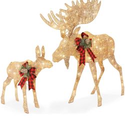 NIB National Tree Company Moose pre-lit outdoor holiday christmas decor