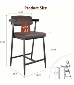 Bar Stools Set of 2 with Arms & Footrest