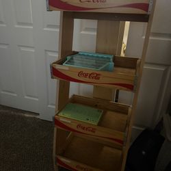 Coca Cola 4 Tier Display Wooden Rack