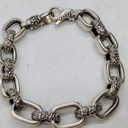 FREE SHIPPING! JAI by JOHN HARDY 925 STERLING SILVER FLOWER FORGET ME NOT LINK BRACELET 8”  