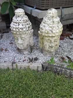 Large 35 lb concrete Buddha head sold separately $75 each