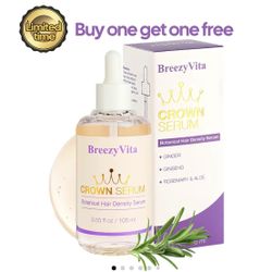 BreezyVita Crown Serum Hair Density Serum for Hair Loss & Thinning - Less Shedding, Fuller Hair, Fast Absorbing, No Grease