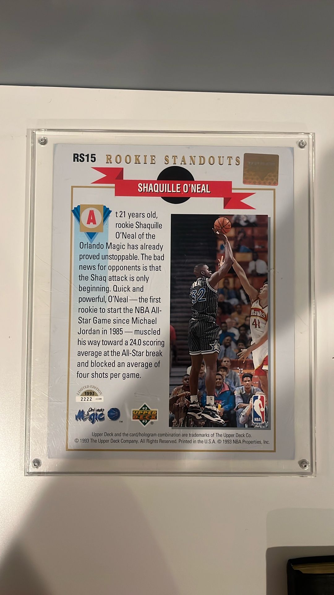 Shaquille O'Neal Rookie Plaque