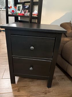 Black Wood 2-Drawer Nightstand- OBO