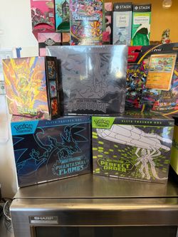 Pokémon ETB’s, booster boxes Prices below