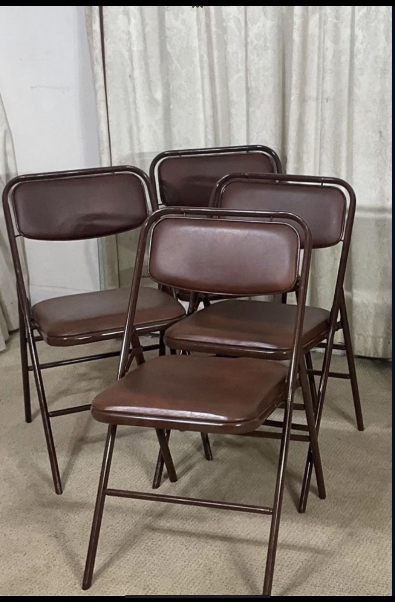 Vintage Folding Chairs With Cushioned Seats (4)
