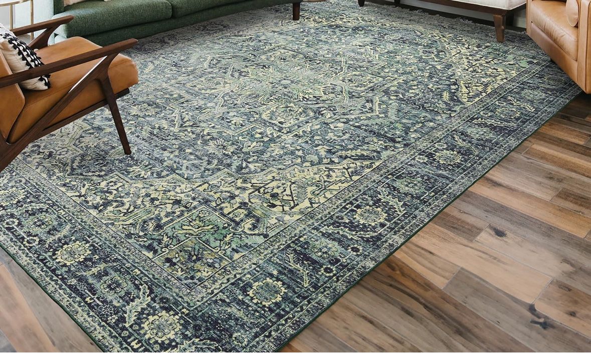 9x12 Washable Area Rug Carpet Green Brand New