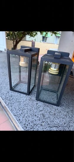 Outdoor Wall Lights 2 Pack, Exterior Wall Sconces, Black and Gold Finish