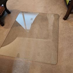 Glass chair mat with office chair