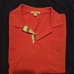 Men's Red Burberry Polo Shirt Size Small