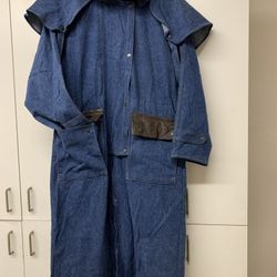 Men  Blue Denim Duster Coat Jacket By Fox & Fire