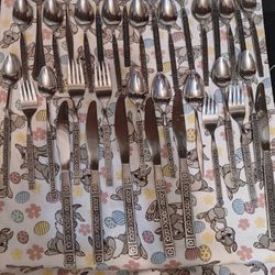 Granda Rose Pattern  Stainless Steel Dinner Set