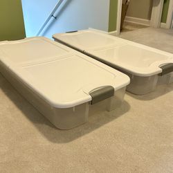 Set of 2 Sterilite Ultra 74QT Underbed Plastic Storage Containers 