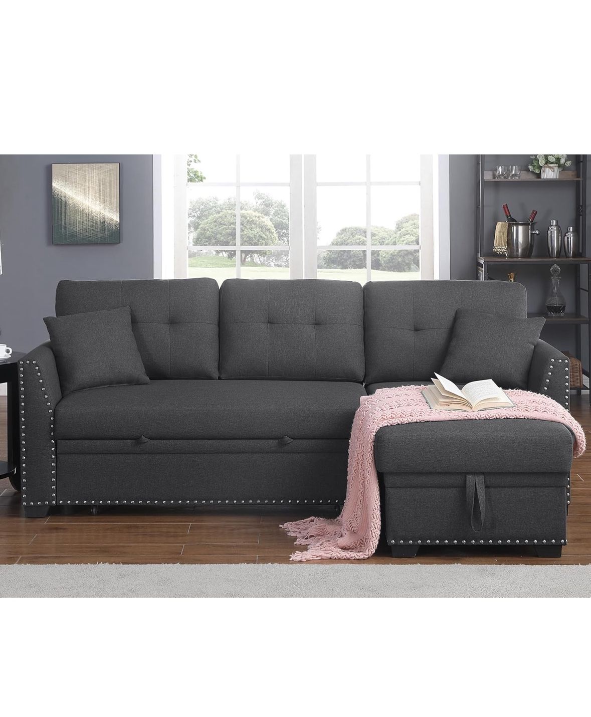 Grey Sofabed Sofa Bed Pull Out Couch Sectional