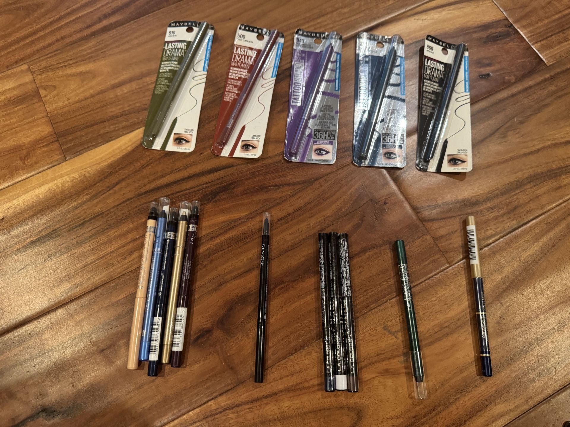 16 Eyeliners – Maybelline, Rimmel, Revlon, LA Colors – $15