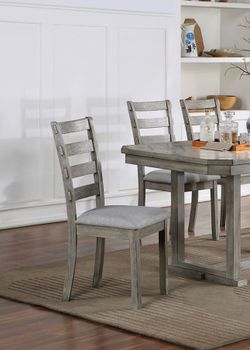 Gray Color Dining Chairs Padded Seat Set of 4pc Side Chair Ladder Back Kitchen Dining Room Wire Brushed