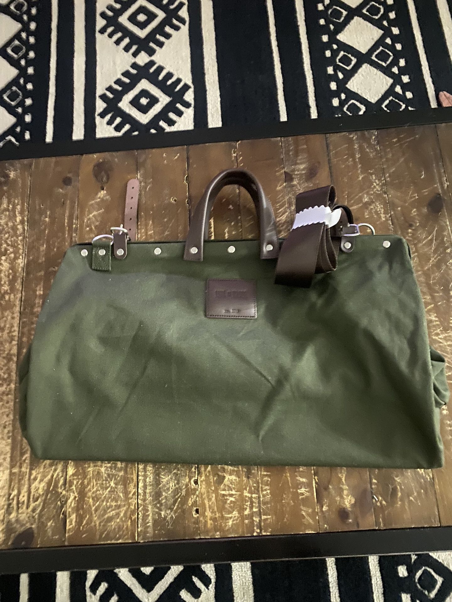 Bespoke Post Line of Trade Green Canvas/Leather Carry-on Weekend Travel Bag New