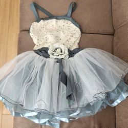Aquamarine & Cream Ballet Dress Child L, Like-new 