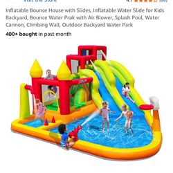 Bounce House With Water Slides And Water Cannons. 