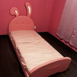 Twin Size Pink Bunny Ears Bed 