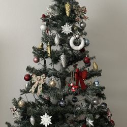 Christmas Tree & 50+ Ornaments For Sale