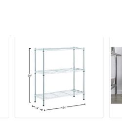 3-Tier Steel Wire Shelving Unit in Chrome (24 in. W x 30 in. H x 14 in. D)
